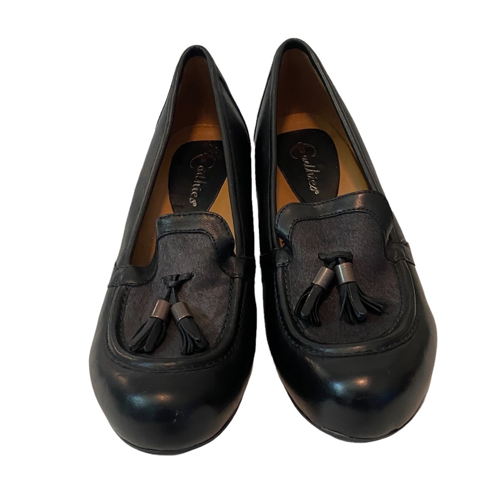 Earthies Carenna Leather & Pony Hair Heeled Loafers 8